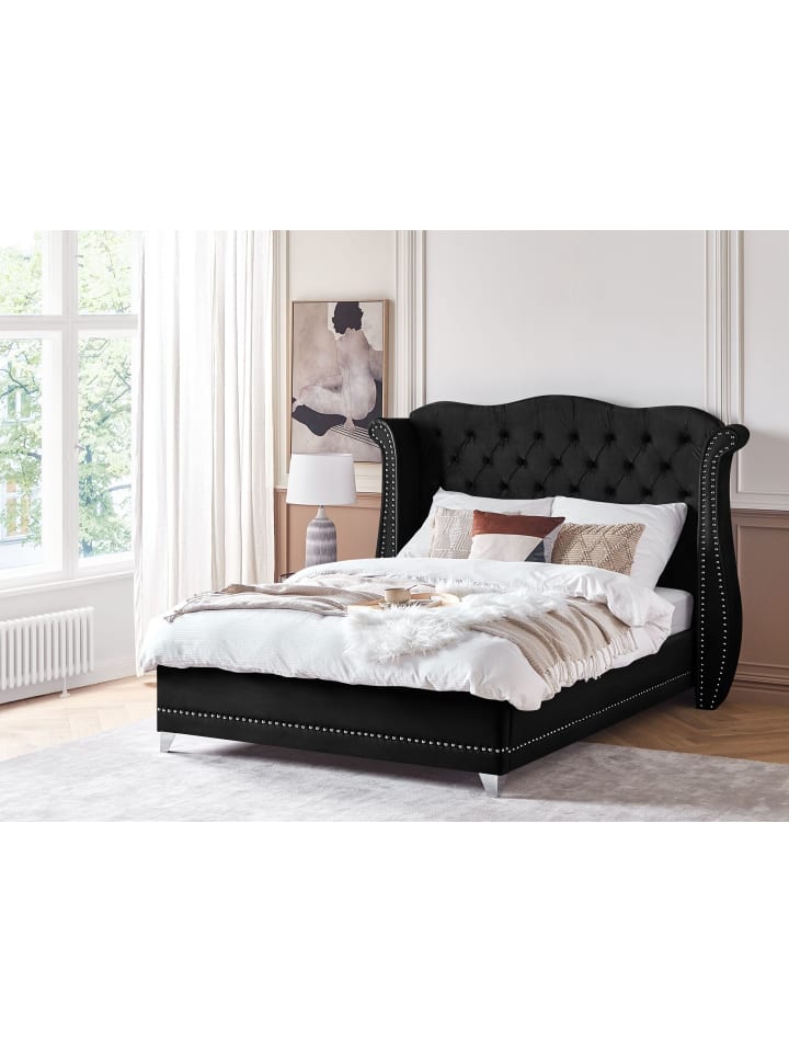 Beliani Doppelbett AYETTE in Schwarz - (W) 205 x (H) 154 x (L) 215 cm günstig kaufen onesize