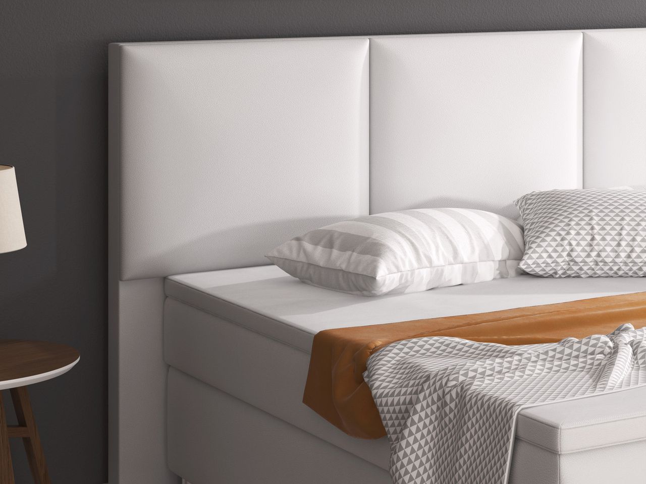 IHG Boxspringbett Oslo 180x200 cm Kunstleder Weiß