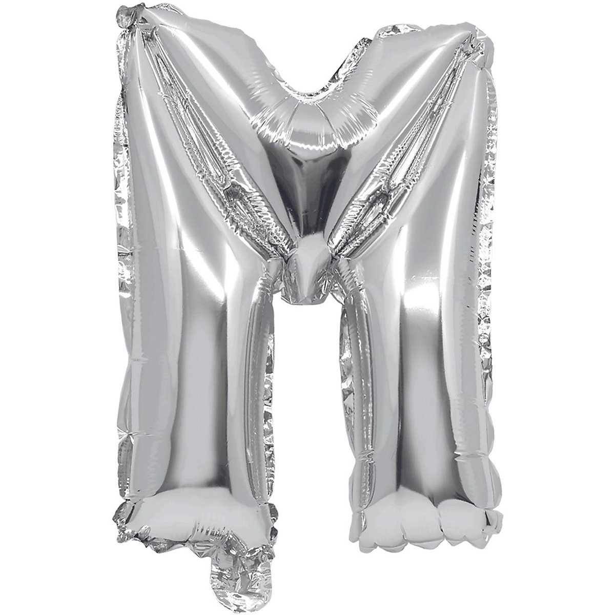 Folienballon Buchstabe M silber, 32 cm, inkl. Pustehalm