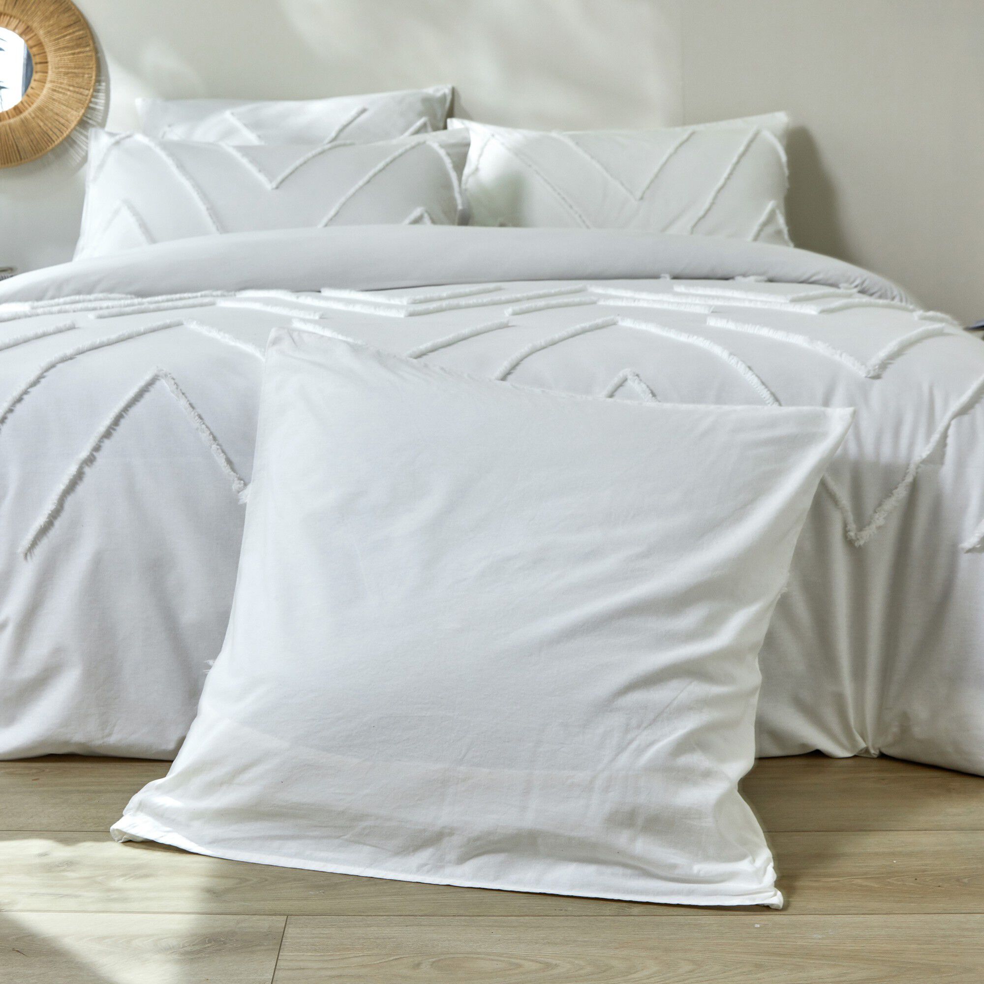 Linge de lit Amezia en coton lavé finition tufté en relief