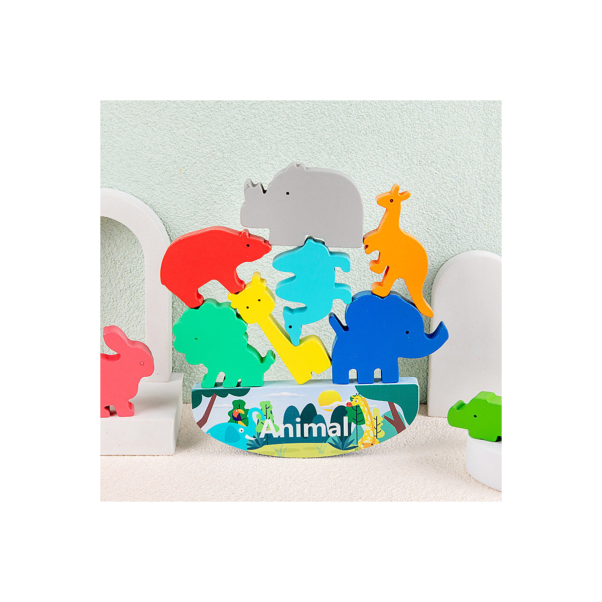 Balance Schiff stapeln frühe Bildung pädagogisches Spielzeug Kinder Dinosaurier hölzerne Balance Montage Blöcke stapeln hoch