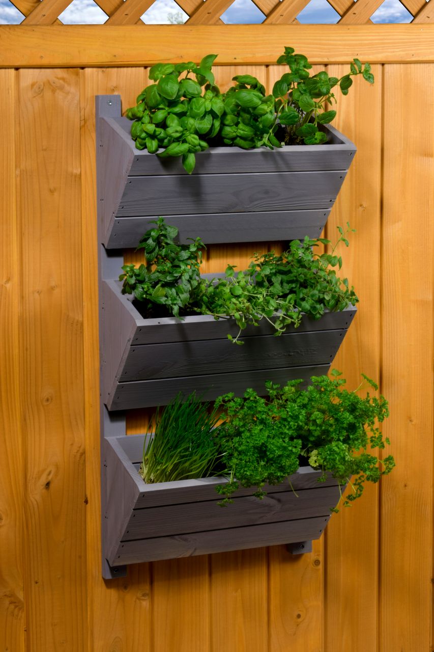 dobar 3-stufiges Wand-Pflanzbeet, Grau
