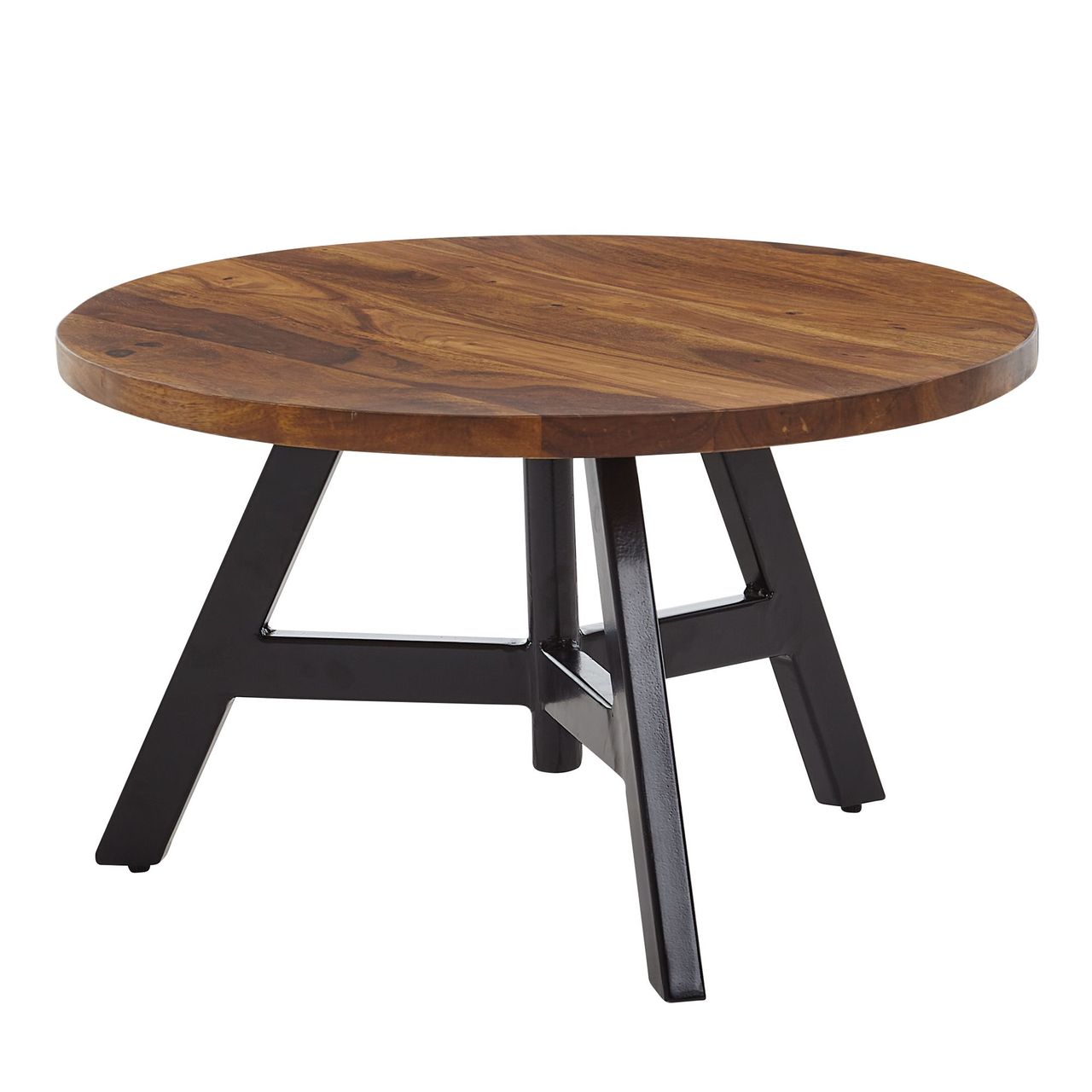 Wohnling Couchtisch 60x60x35 cm Sheesham Massivholz / Metall