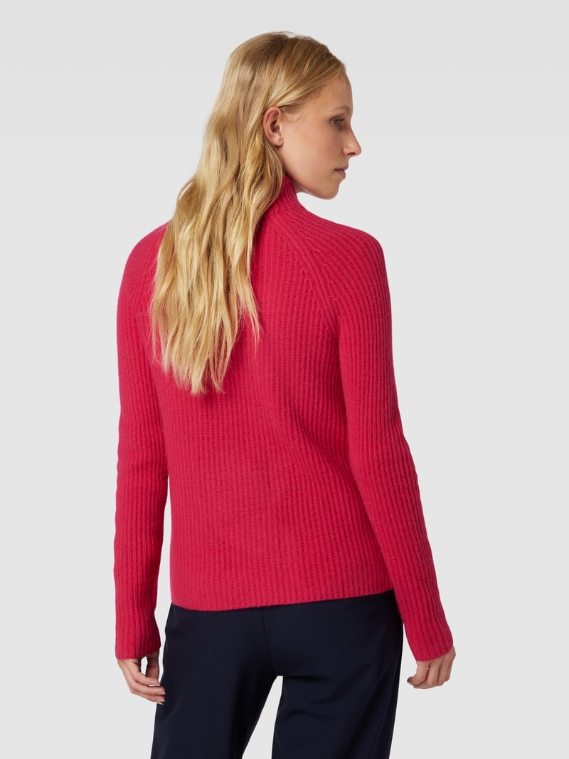 Rollkragenpullover aus Kaschmir mit Rippenstruktur in pink