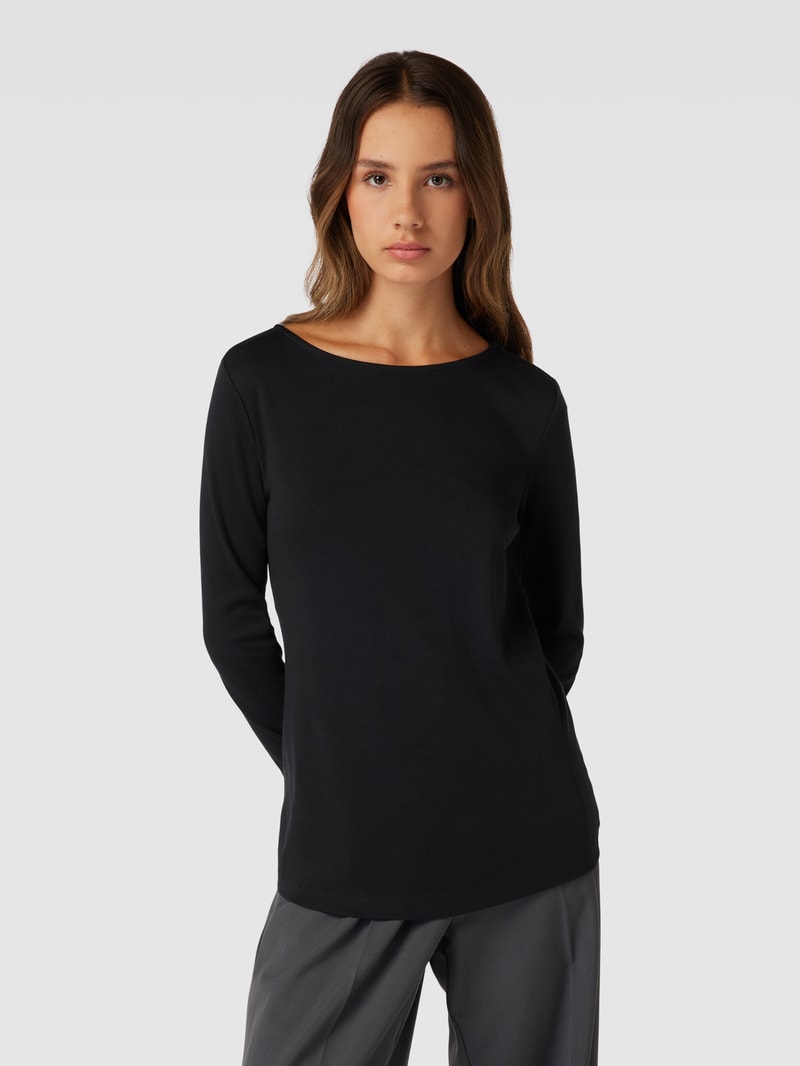 Longsleeve mit U-Boot-Ausschnitt in schwarz