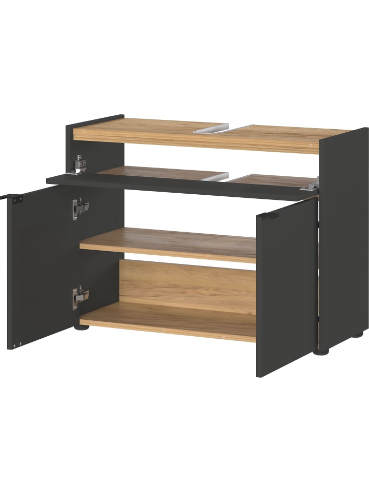 KADIMA DESIGN Stoßfester Unterschrank mit Siphonaussparung, 80x34x60 cm, Easy-Clean in Grau-Beige günstig kaufen onesize