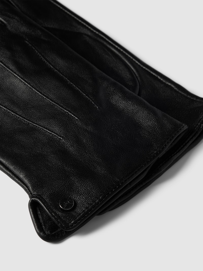 Handschuhe aus Schafsleder mit Ziernähten Modell 'Klassik touch' in schwarz