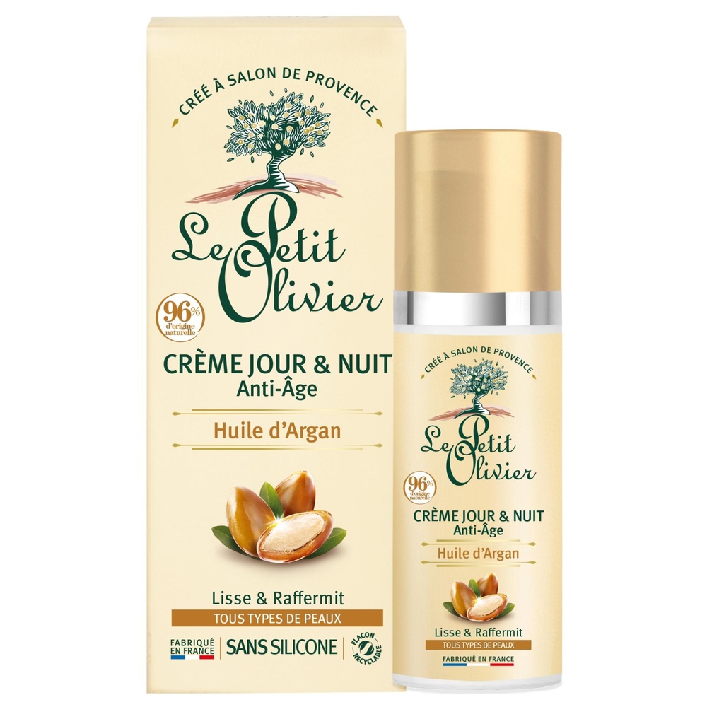 le petit olivier Crème Jour & Nuit Anti-Âge Huile d'Argan Crème Jour & Nuit - Tous Types de Peaux