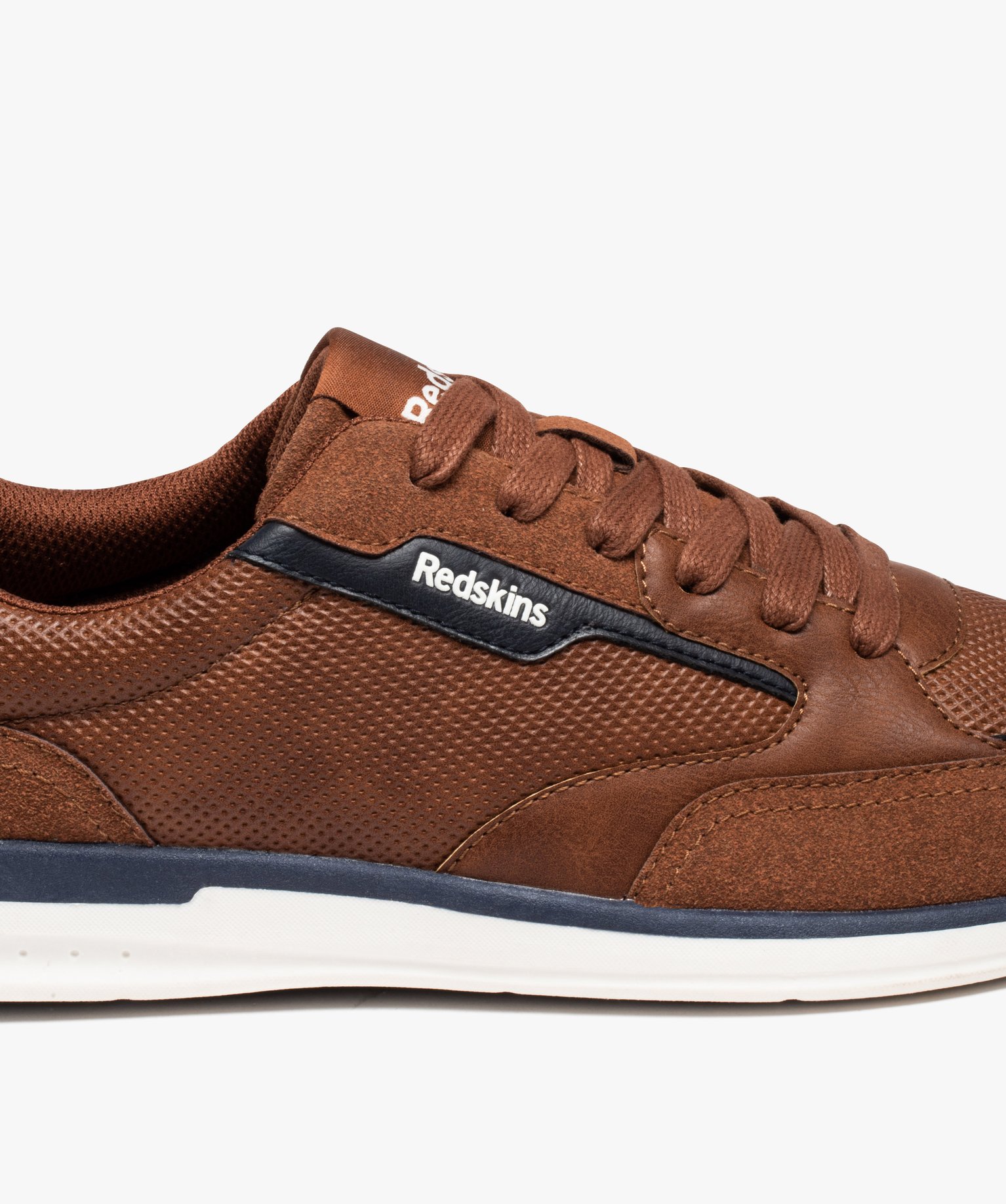 Baskets homme casual à lacets bi-matières - Redskins cognac | GEMO