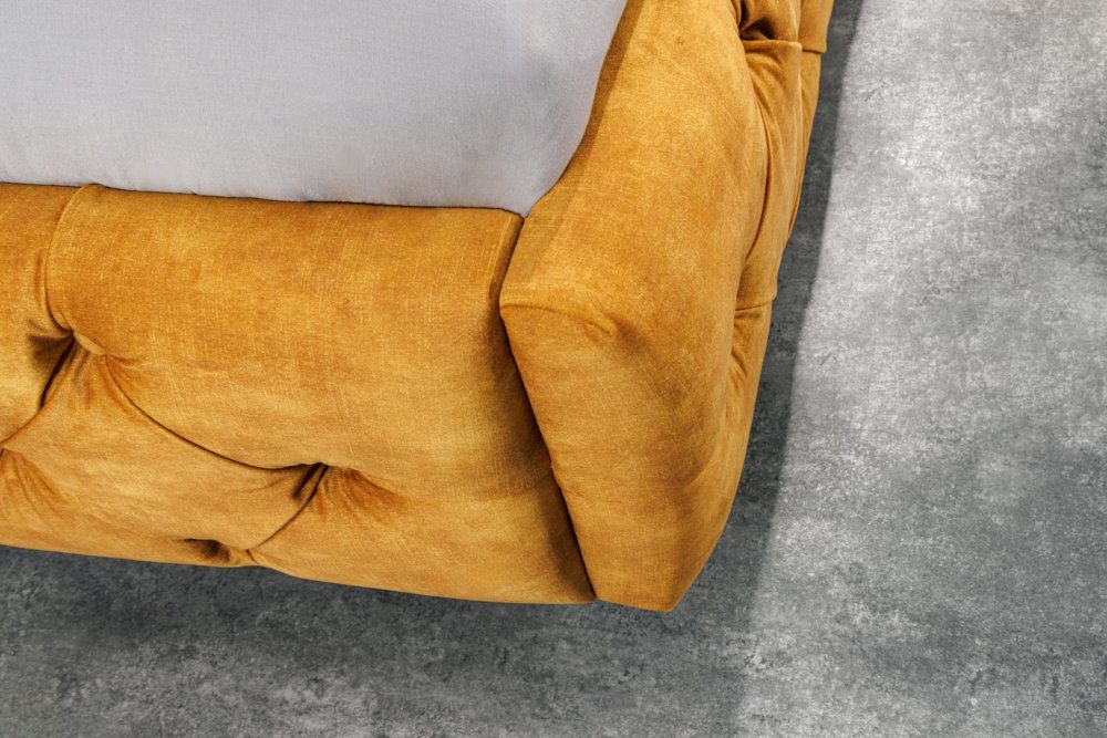 riess-ambiente Polsterbett PARIS 160x200cm senfgelb (Einzelartikel, 1-tlg), Schlafzimmer · Samt · Holz · Queensize · Chesterfield Design