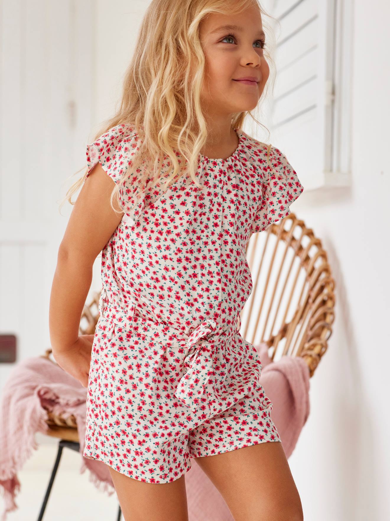 Vertbaudet Kurzer Mädchen Jumpsuit Oeko-Tex - wollweiß