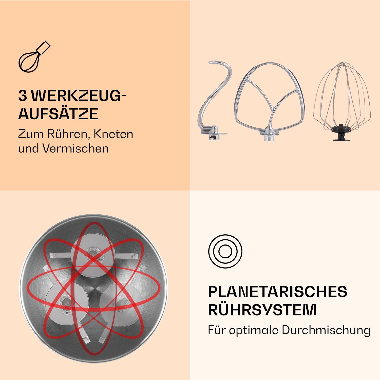Klarstein Küchenmaschine mit Kochfunktion Renata, 2000 W, 10 l Schüssel