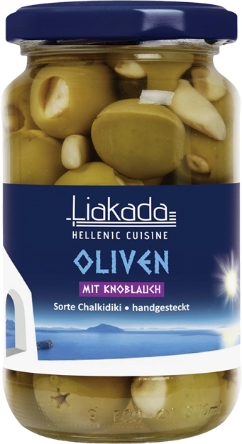 Liakada Grüne Oliven mit Knoblauch