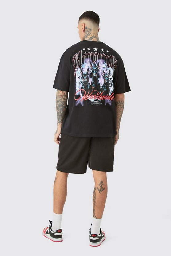 Tall Oversize Jersey-Shorts mit Print