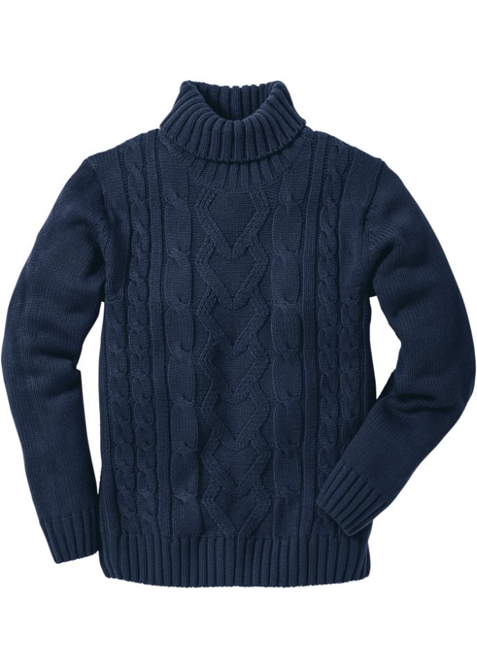 Rollkragenpullover mit Zopfmuster