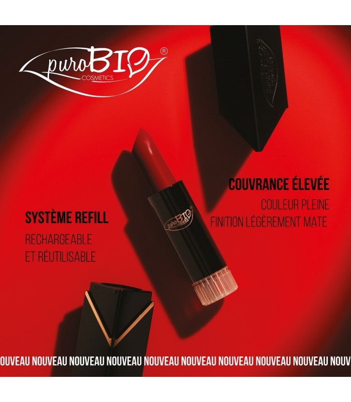 PUROBIO-ROUGE A LEVRES RECHARGEABLE-Semi-mat, texture confortable