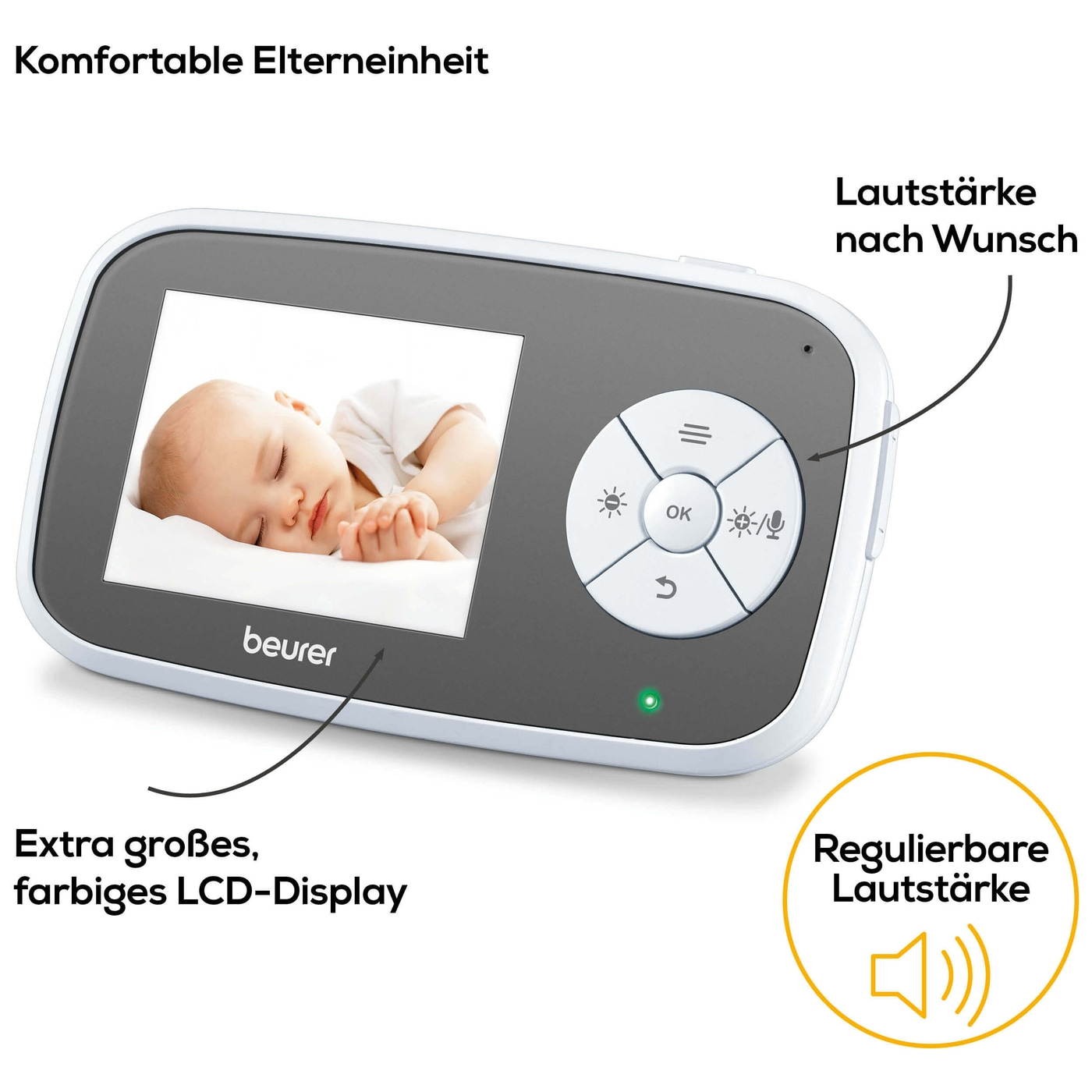 Beurer BY 110 Video-Babyphone-Babyphone mit Kamera Nachtsichtfunktion & digitaler Wireless Technologie