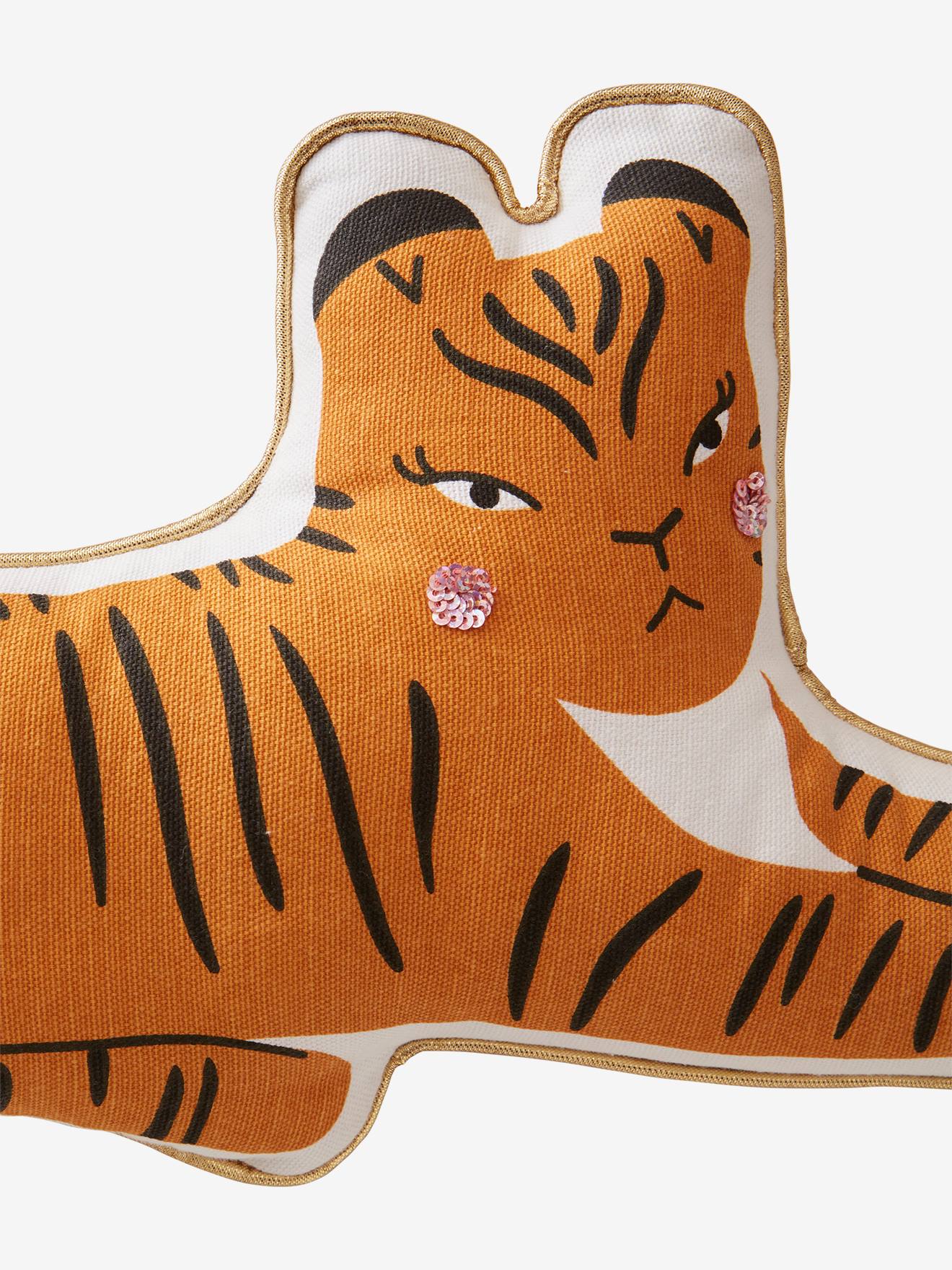 Vertbaudet 2er-Pack Kinder Kissen INDIA, Tiere - grau elefant+senfgelb tiger