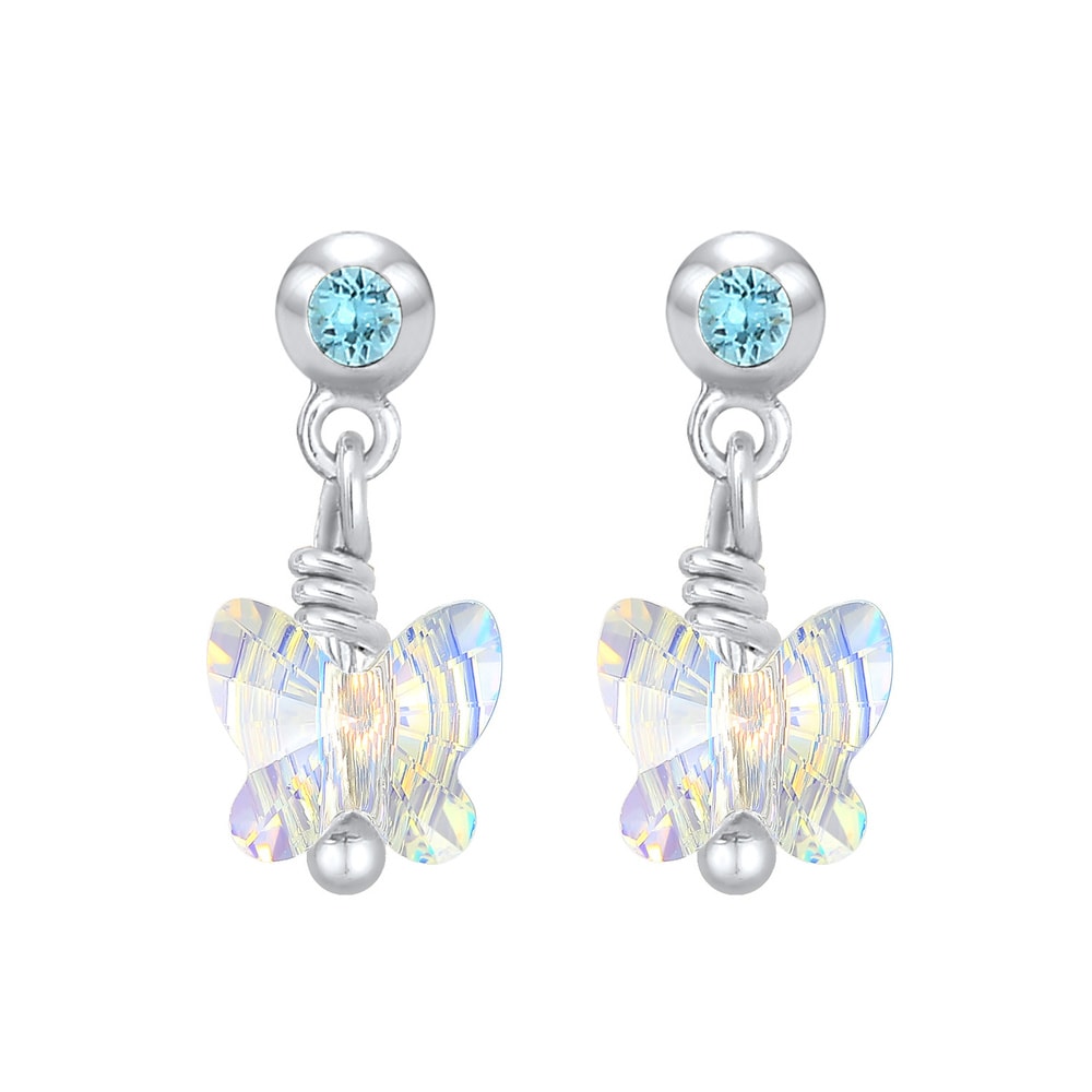 Elli Elli Boucles d'Oreilles Enfants Pendentif d'oreilles Papillon Étincelant avec Cri Boucles d'oreilles