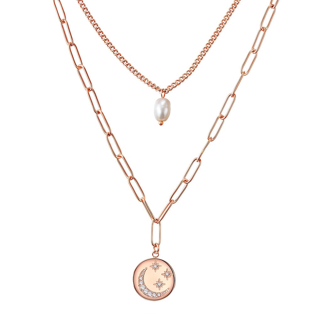 Valero Pearls Collier en acier inoxydé Acier inoxydable Preciosa Perle de culture d'eau douce e collier