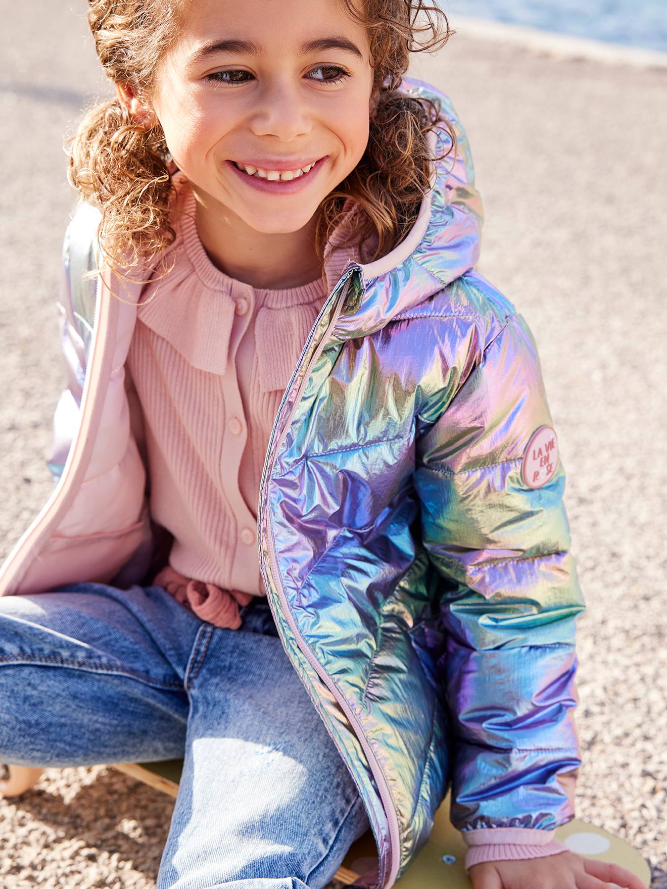Vertbaudet Mädchen Light-Steppjacke mit Glanzeffekt - wollweiß