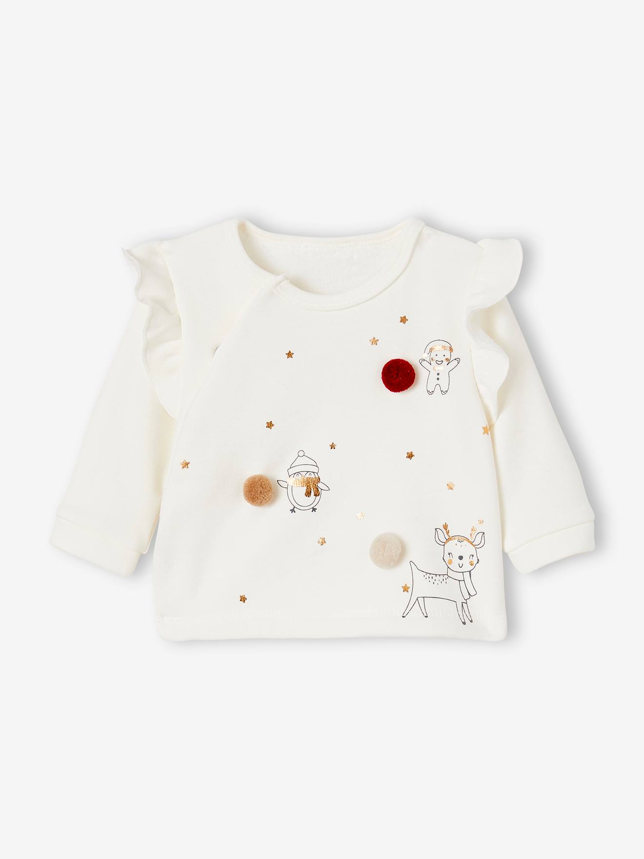 Ensemble 3 pièces bébé sweat + pantalon + chaussettes écru