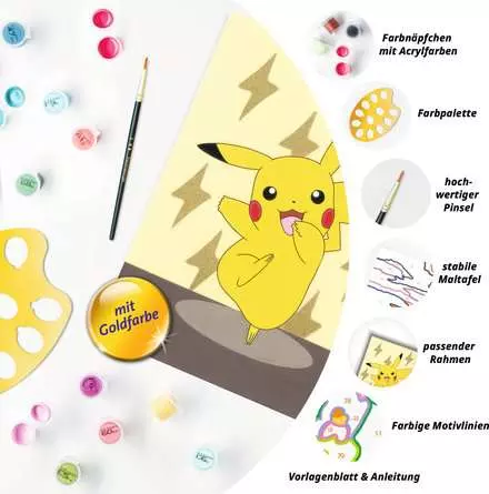 CreArt Pikachu - Malen nach Zahlen für Kinder ab 7 Jahren