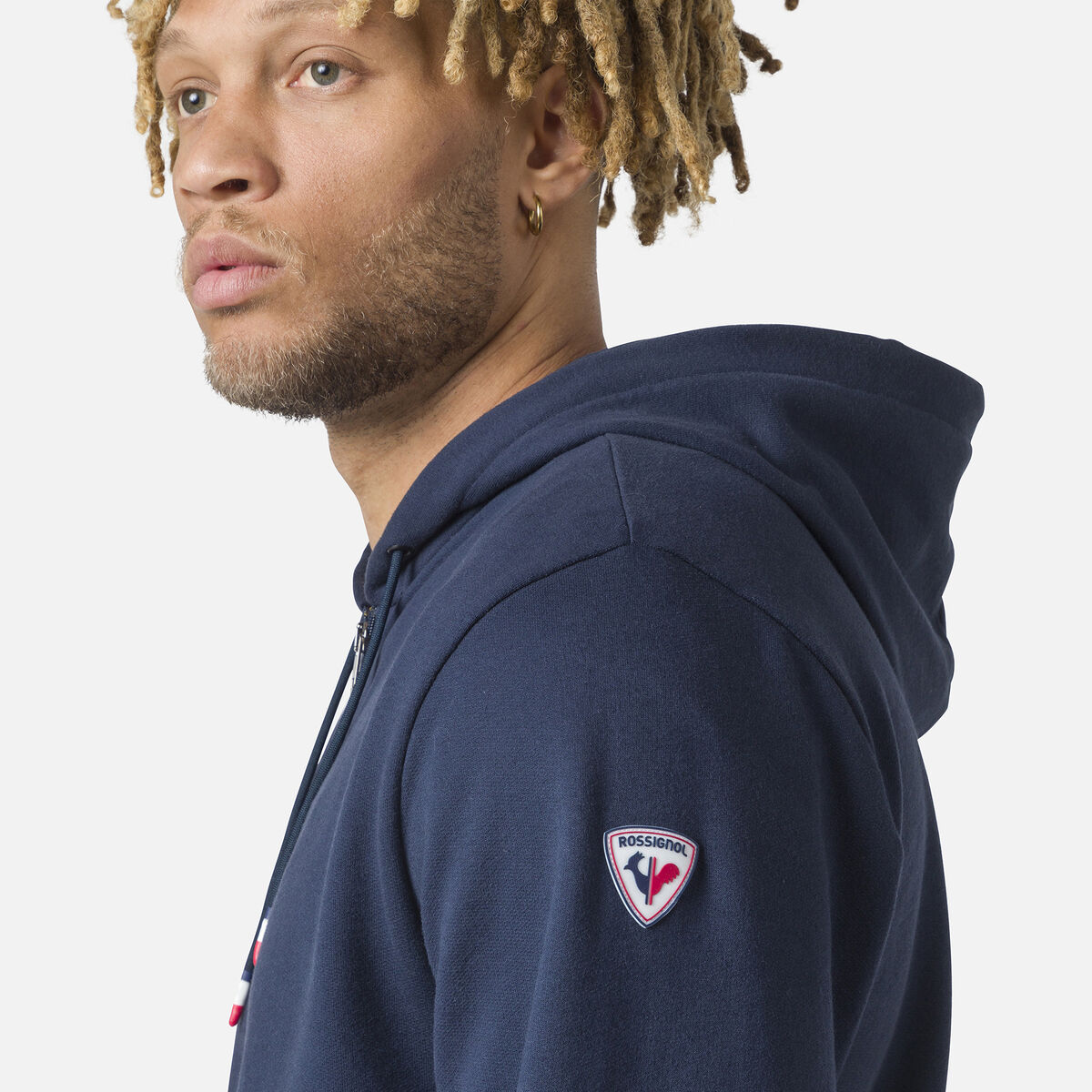 Herrensweatshirt mit Kapuze, Logo und durchgehendem Reißverschluss