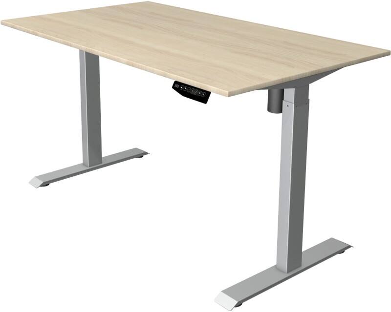 Kerkmann Move 1 Rechteckig Elektronisch Höhenverstellbarer Sitz-Stehschreibtisch Melamin, Stahl Ahorn, Silber 1400 x 800 x 1230 mm
