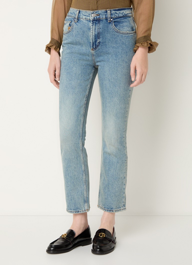 Blugi evazați crop cu talie înaltă Claudie Pierlot Louis, decolorare medie