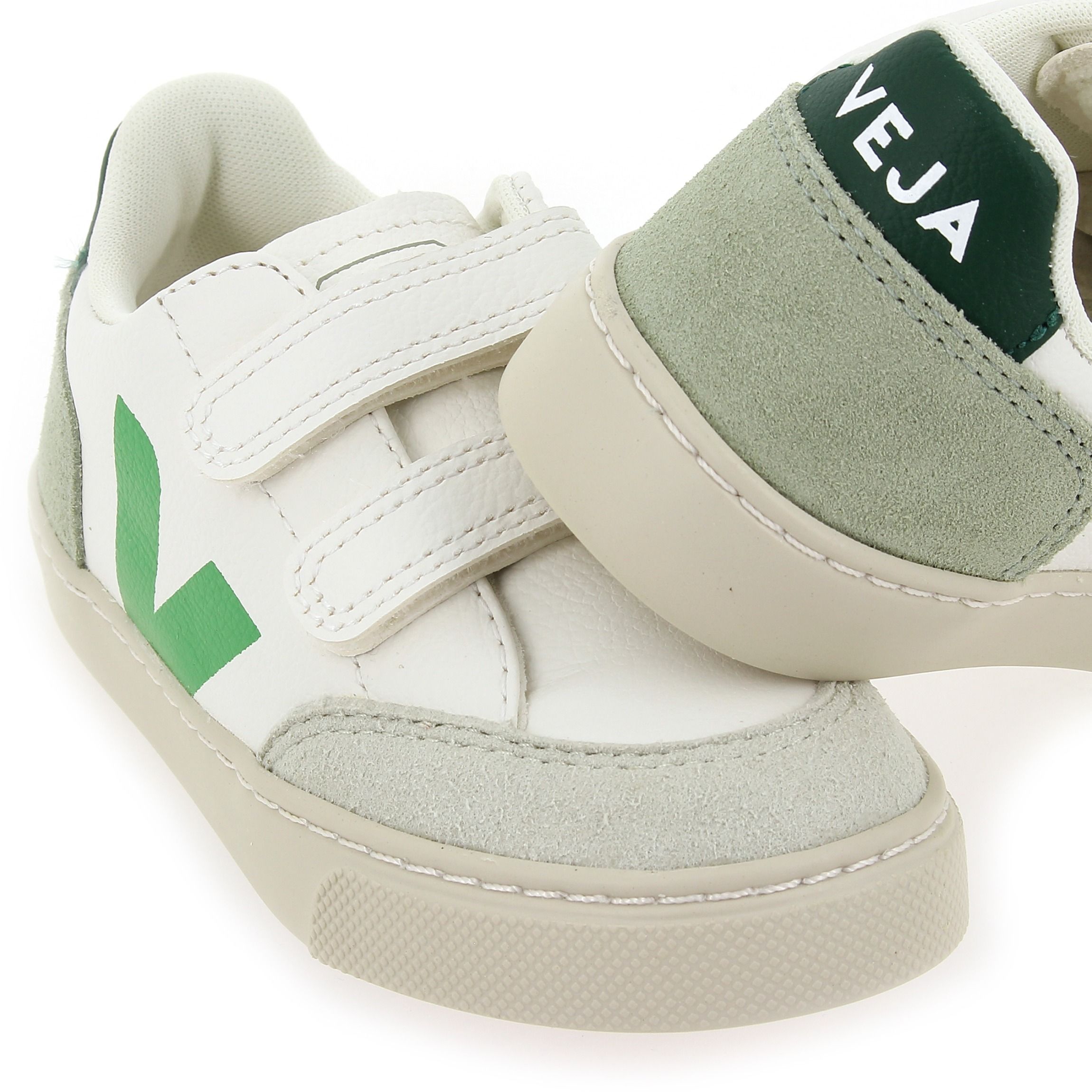 Veja  SMALL V12 VELCRO E24 - Blanc Vert