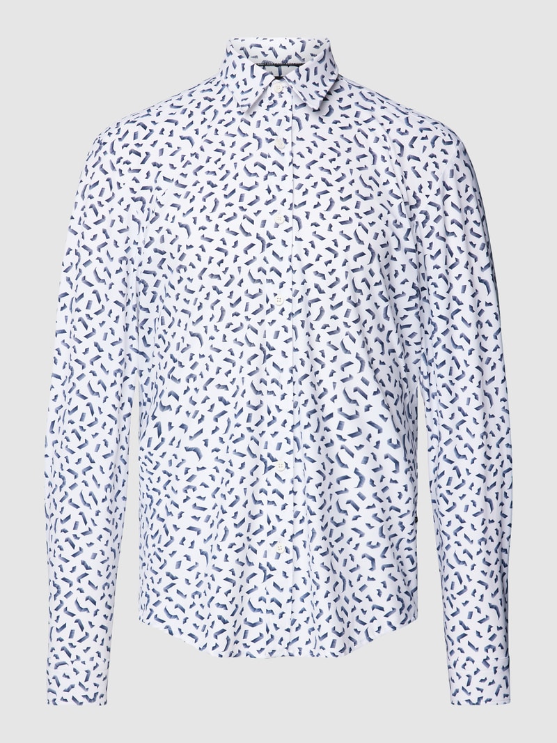 Regular Fit Freizeithemd mit Allover-Muster Modell 'Liam' in weiß