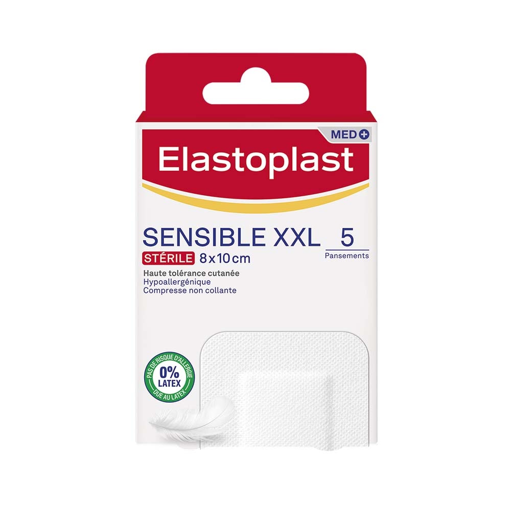 elastoplast Elastoplast Pansements Sensibles Antibactériens XXL 5 pansements 10 x 8cm Pansements