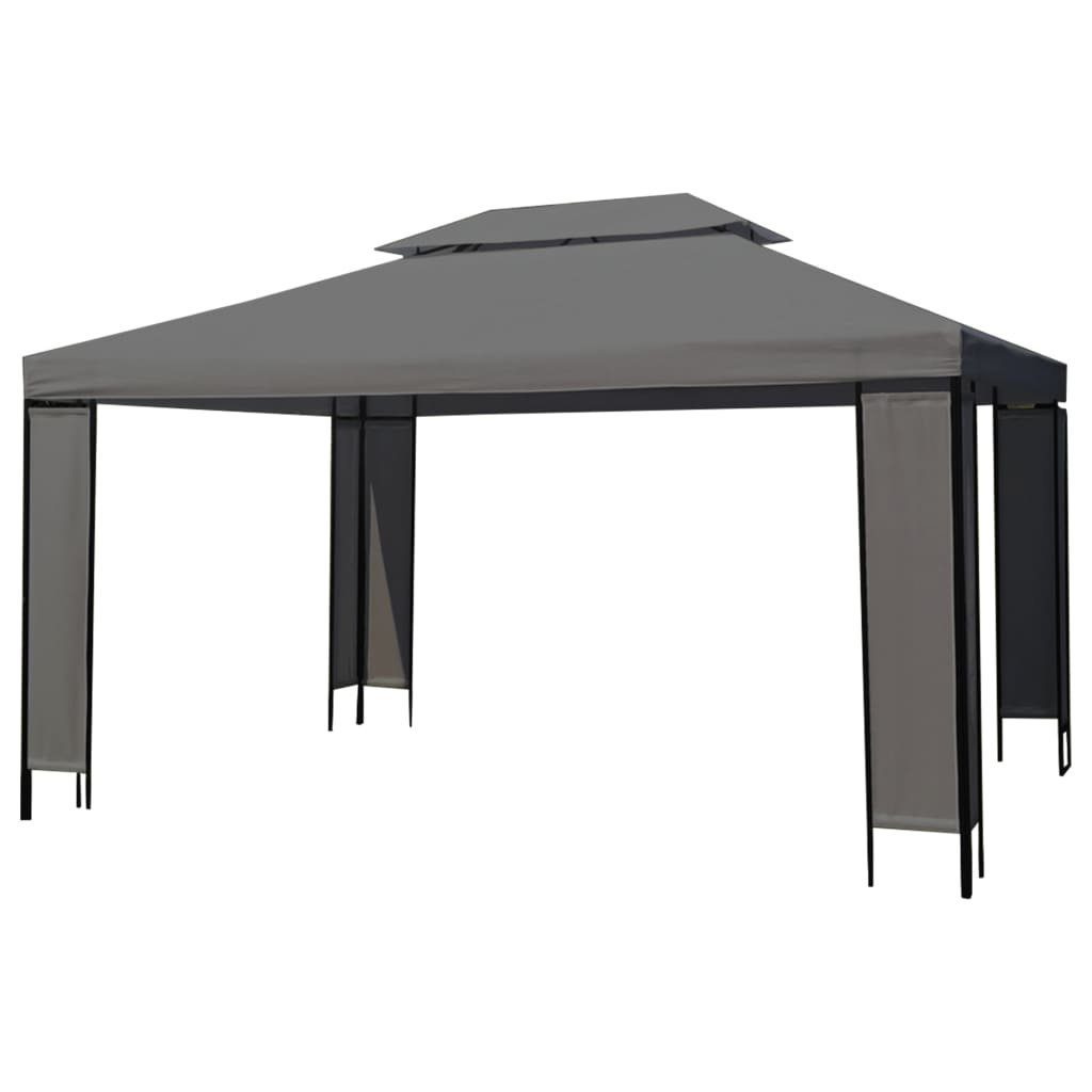vidaXL Partyzelt Pavillon mit LED-Lichterkette Anthrazit 3x4 m