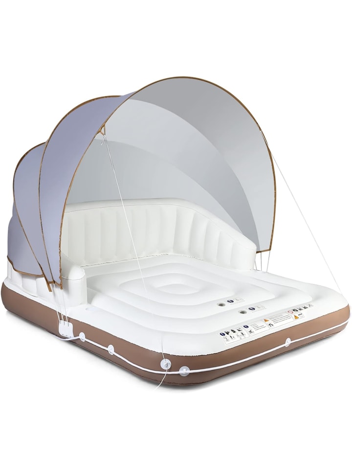 COSTWAY Badeinsel Aufblasbar für 2 Erwachsene in Beige günstig kaufen onesize