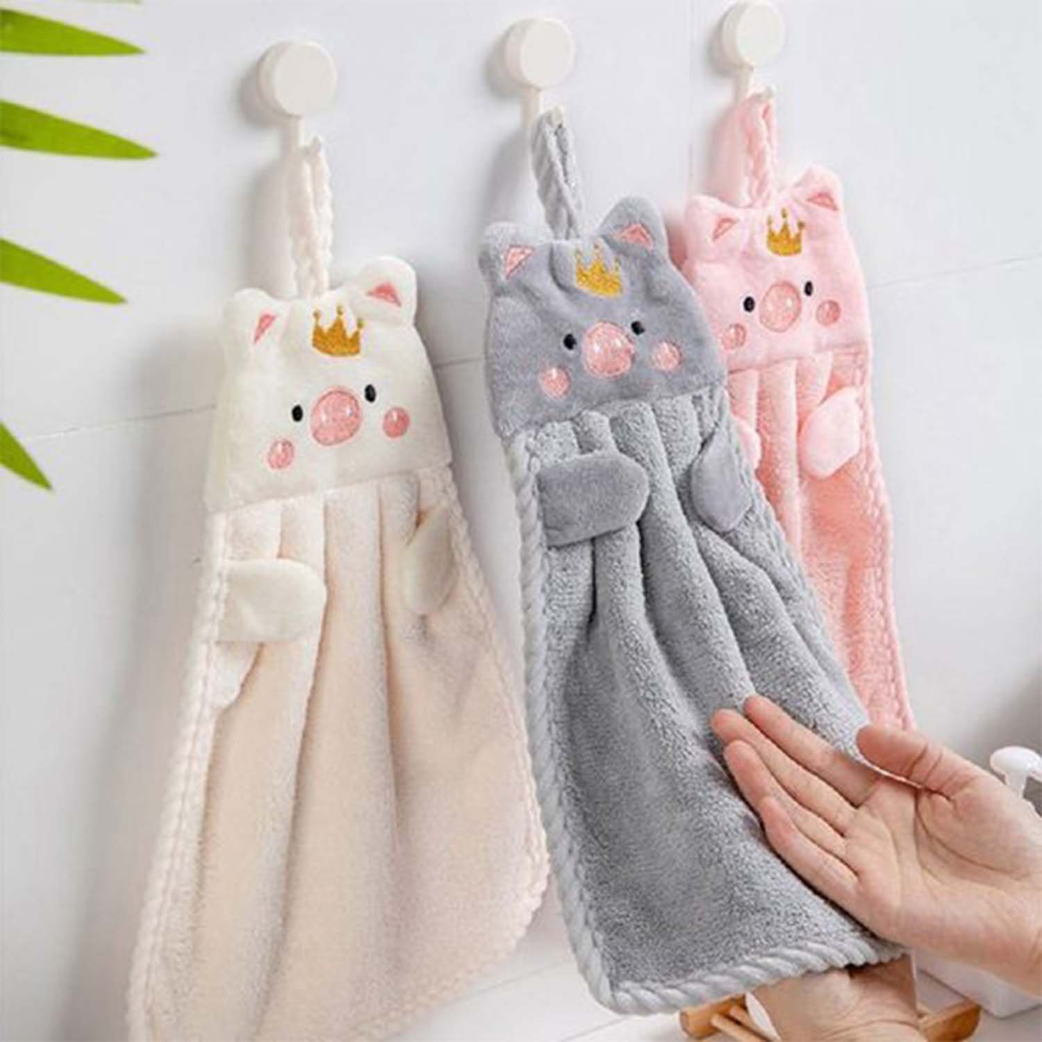 Daisred Handtuch Set Kinder Mit Aufhängerschlaufe Gesichtstücher Gästehandtücher, (Anzug, 3-tlg)