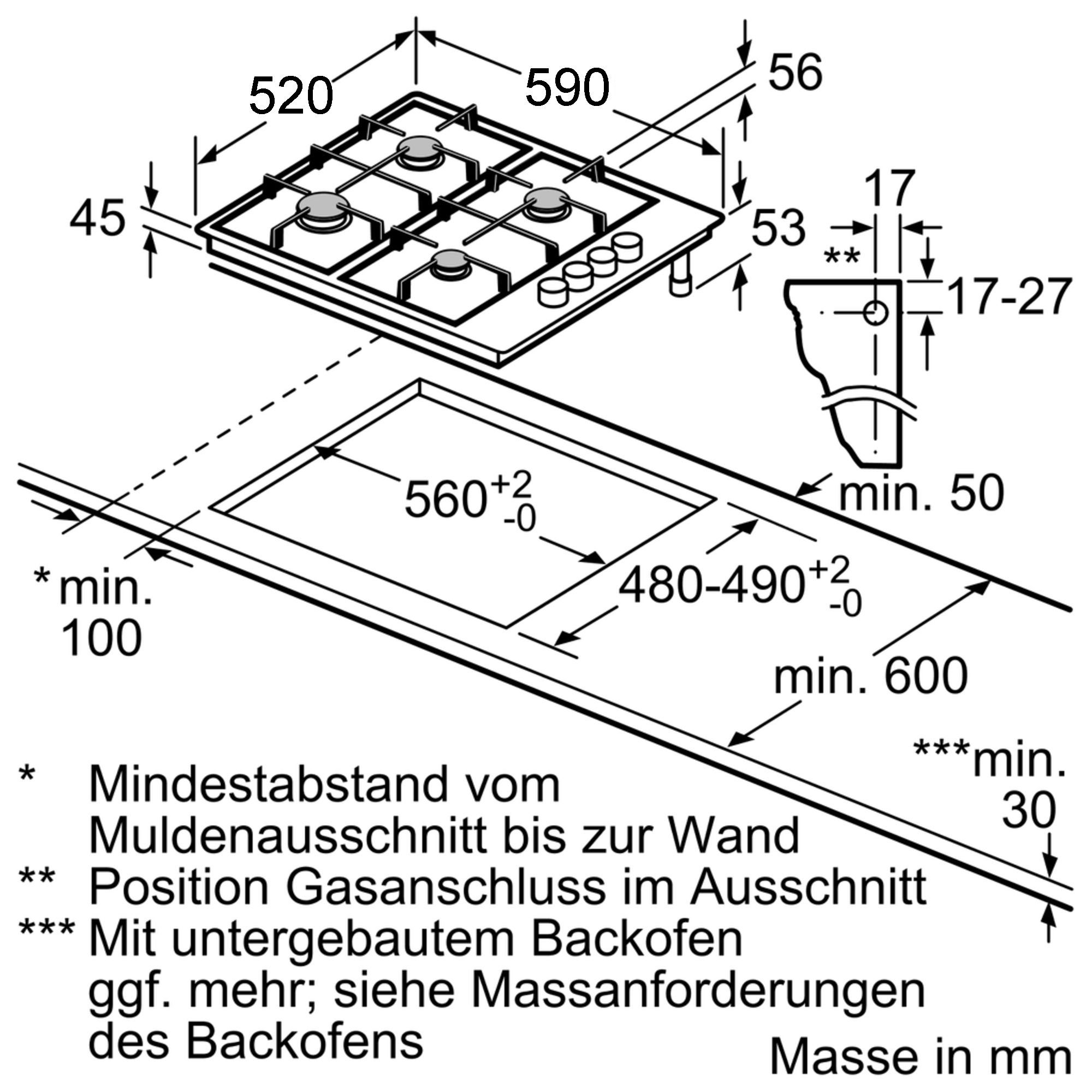 BOSCH Gas-Kochfeld POP6B6B10