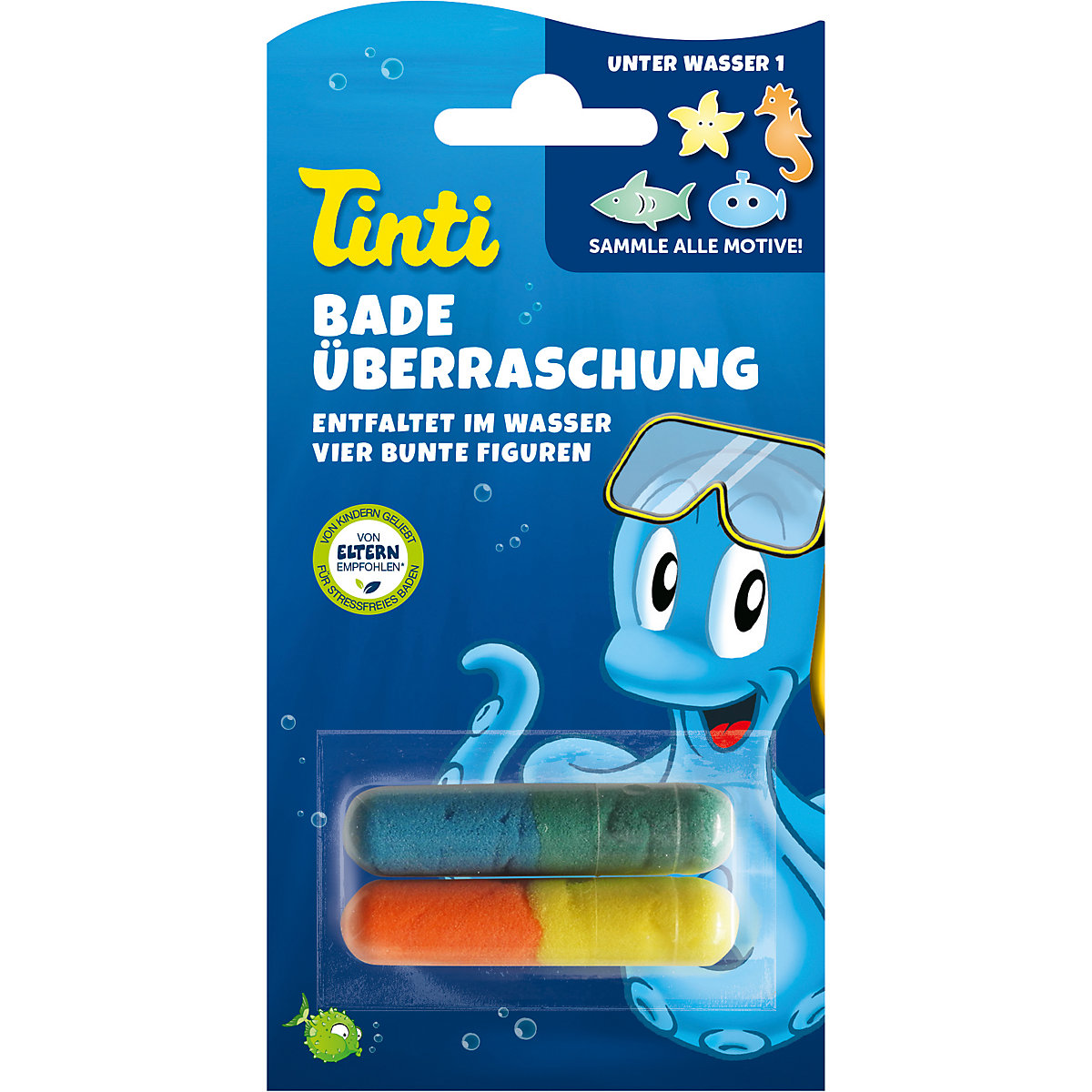 Badeüberraschung, 10er Pack, Badebohnen mit Schwammfiguren