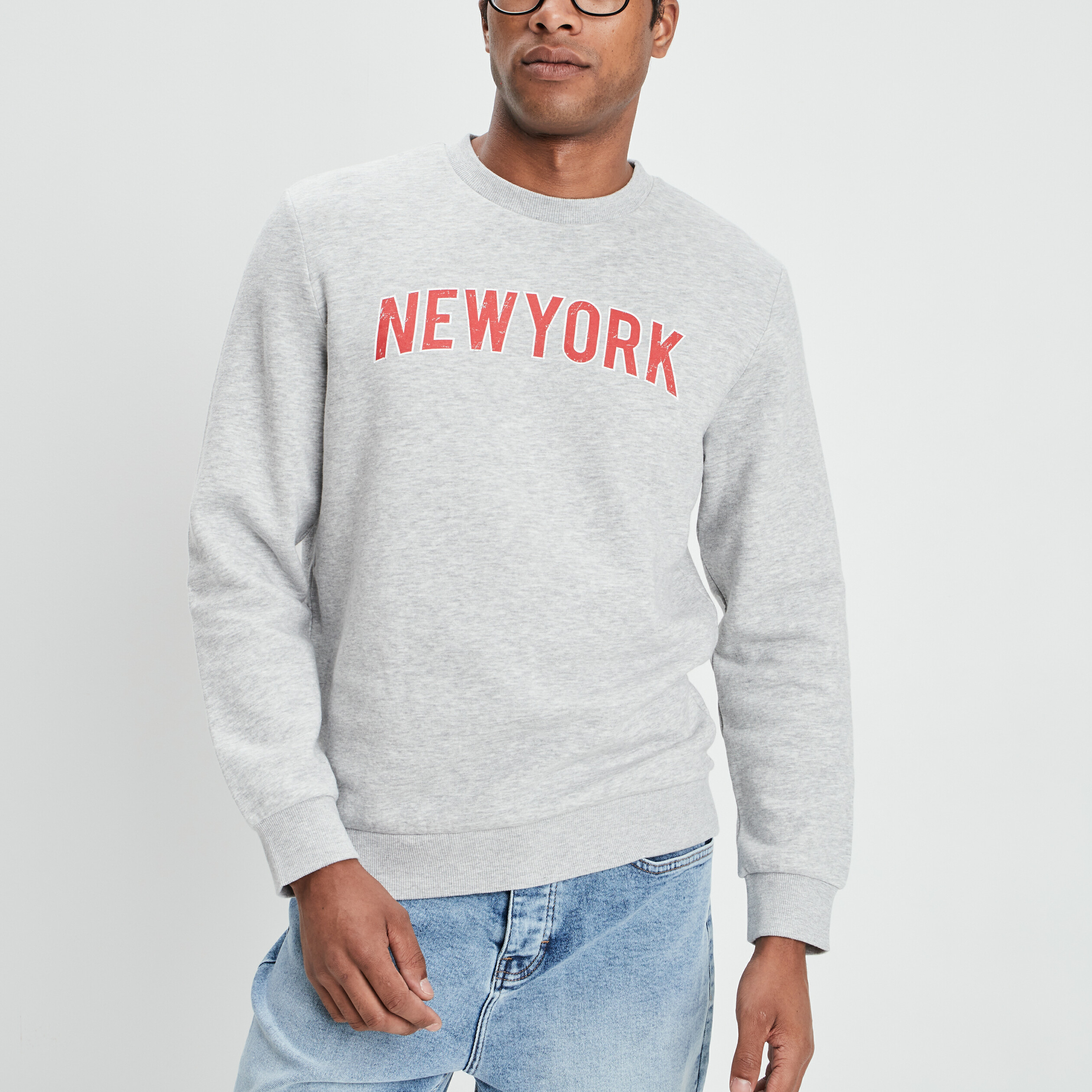 Sweat avec col rond gris clair homme | La Halle