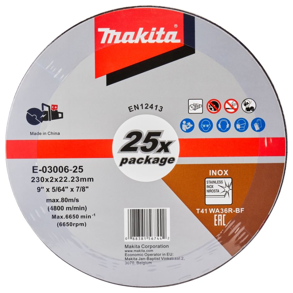 Makita Accessories E-03006-25 Rezalni disk 230 x 22,23 x 2,0 mm nerjaveče jeklo 25 kosov