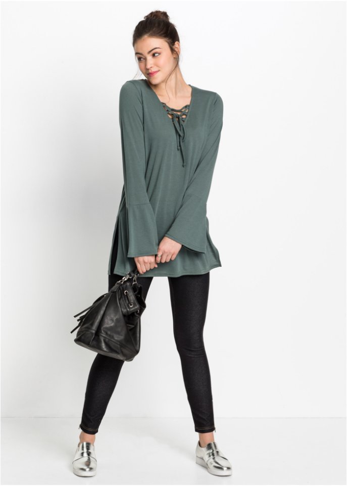 Leggings in Jeansoptik mit Zipper