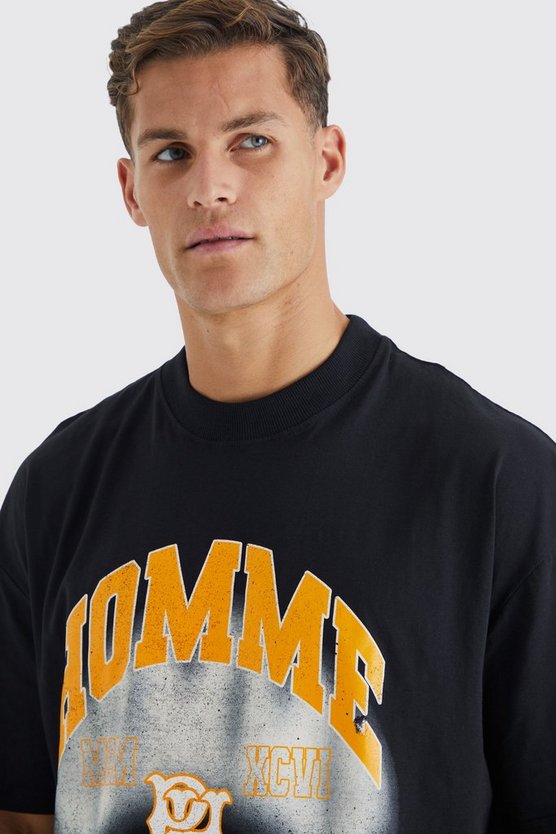 Tall Oversize T-Shirt mit Homme-Print
