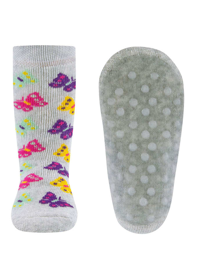 ewers Stoppersocken ABS Schmetterlinge in grau günstig kaufen