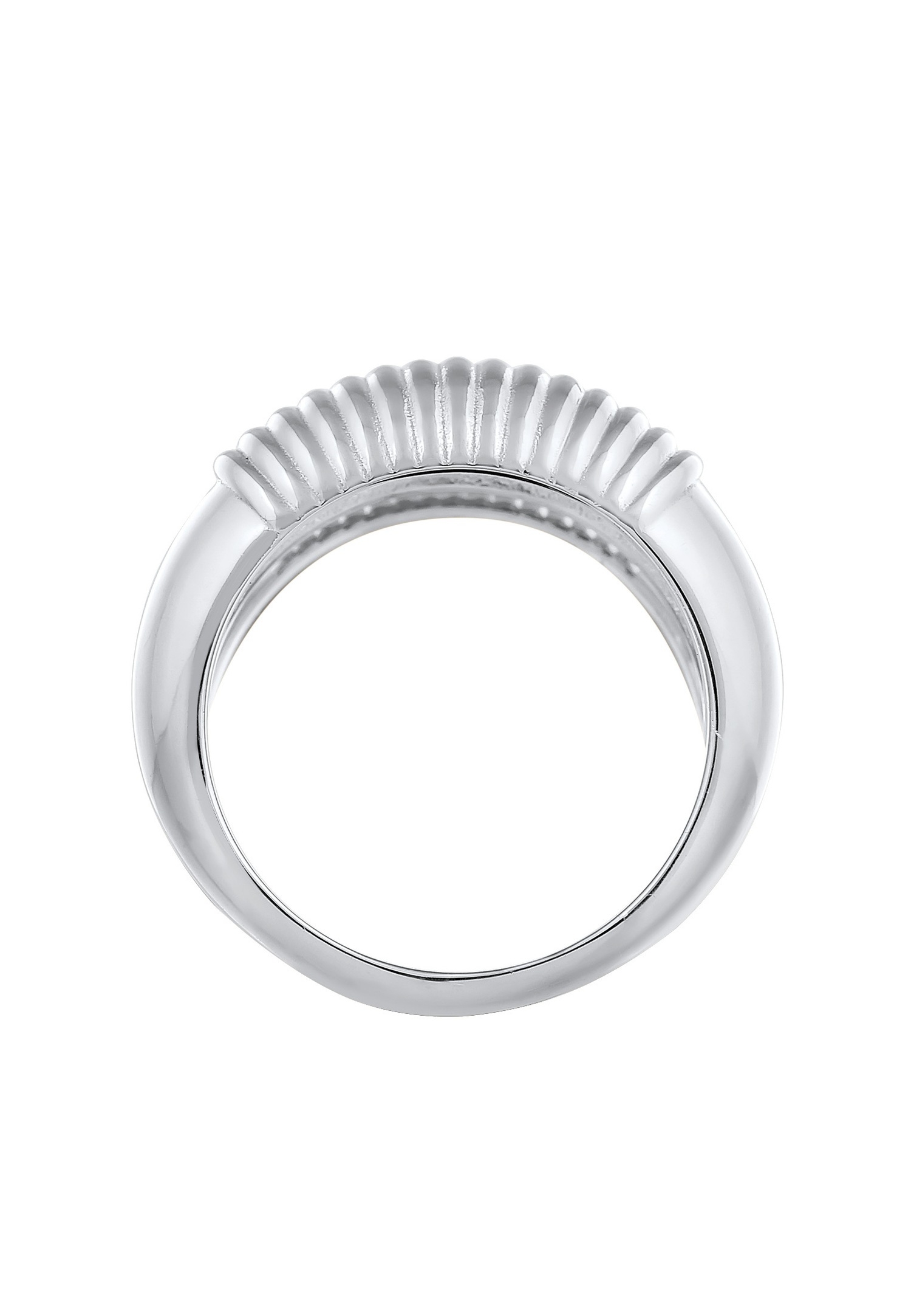 Anello da donna Elli PREMIUM con design a coste spesse in argento sterling 925 rodiato.