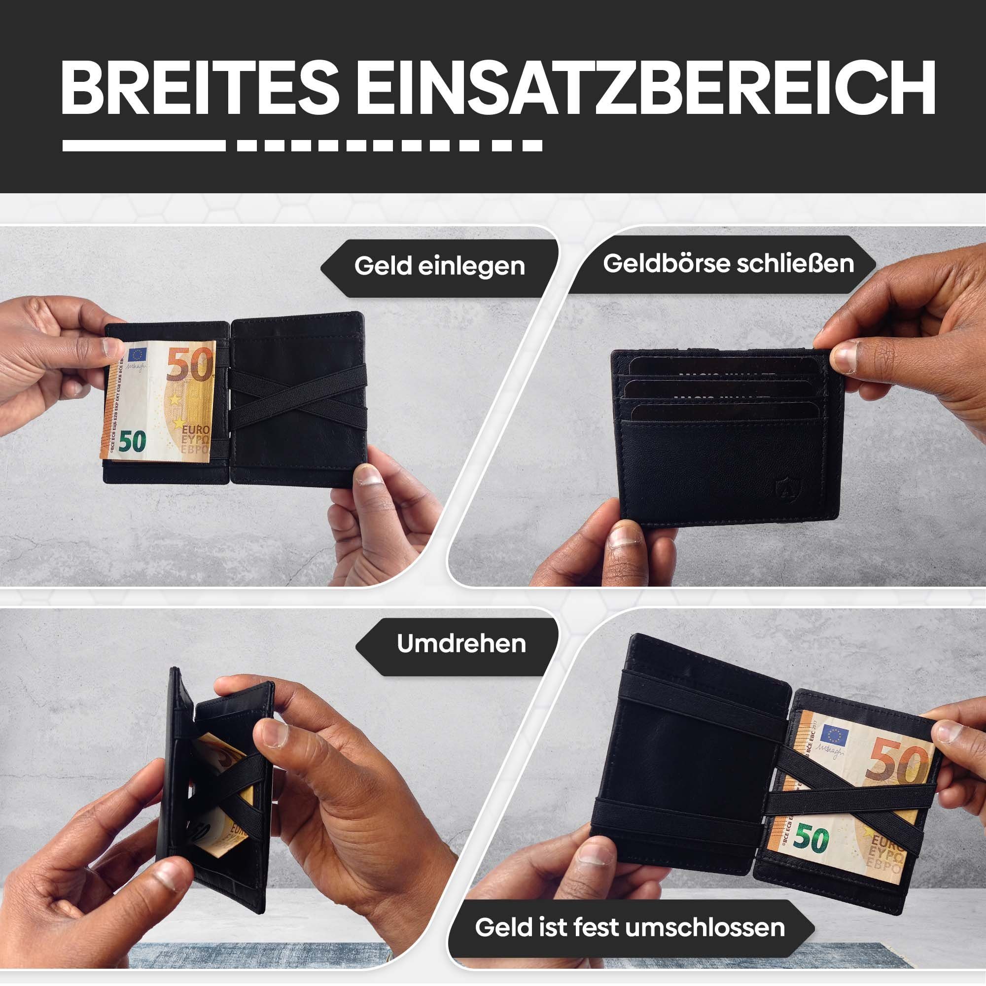 Alcube Geldbörse Magic Wallet I Das Original NAPPALEDER I Top ANGEBOTE I BESTSELLER! (Elegantem Design I RFID Geldbeutel für Herren & Damen aus 100% echtem Leder mit Platz für 8 Karten und Münzfach), Mini Geldbörse als Geschenk für Männer