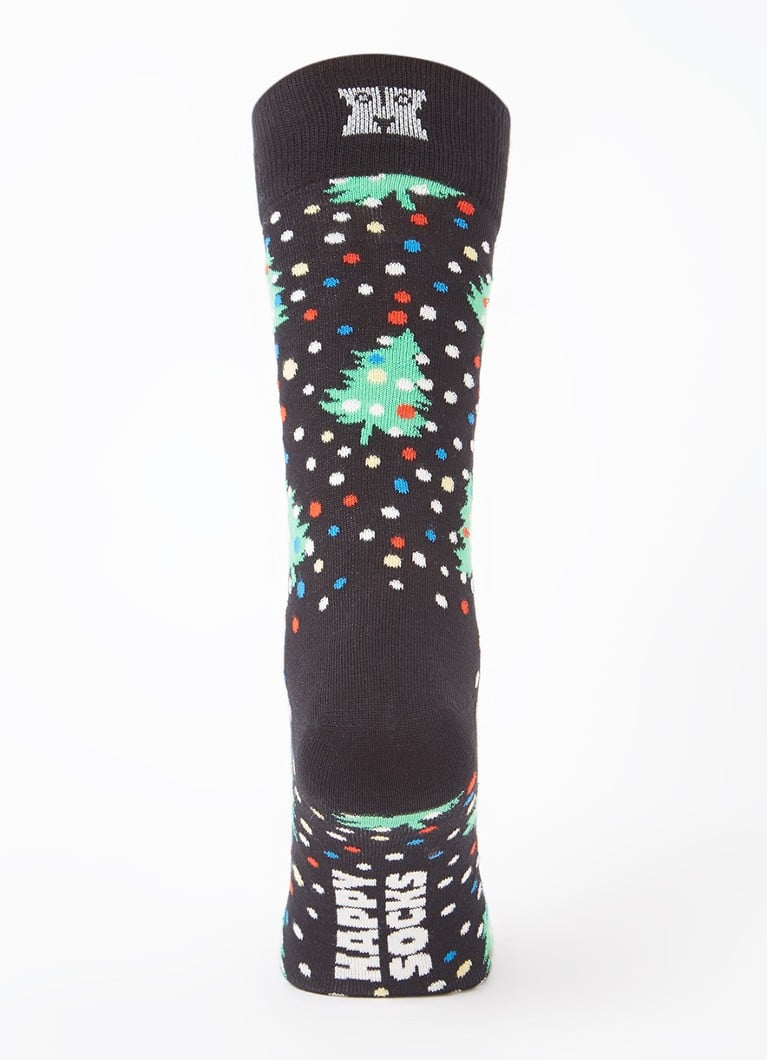 Șosete de Crăciun Happy Socks cu motiv de brad de Crăciun, vândute în pachete de 2 într-o cutie cadou.