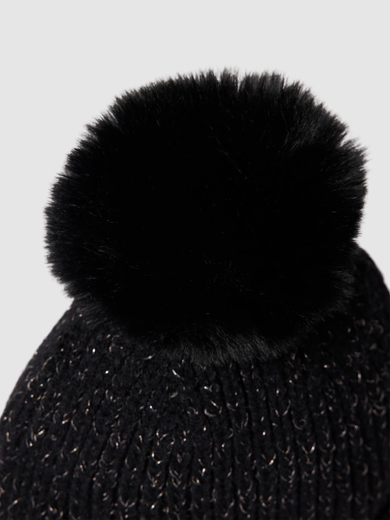 Pudelmütze mit Label-Detail in schwarz