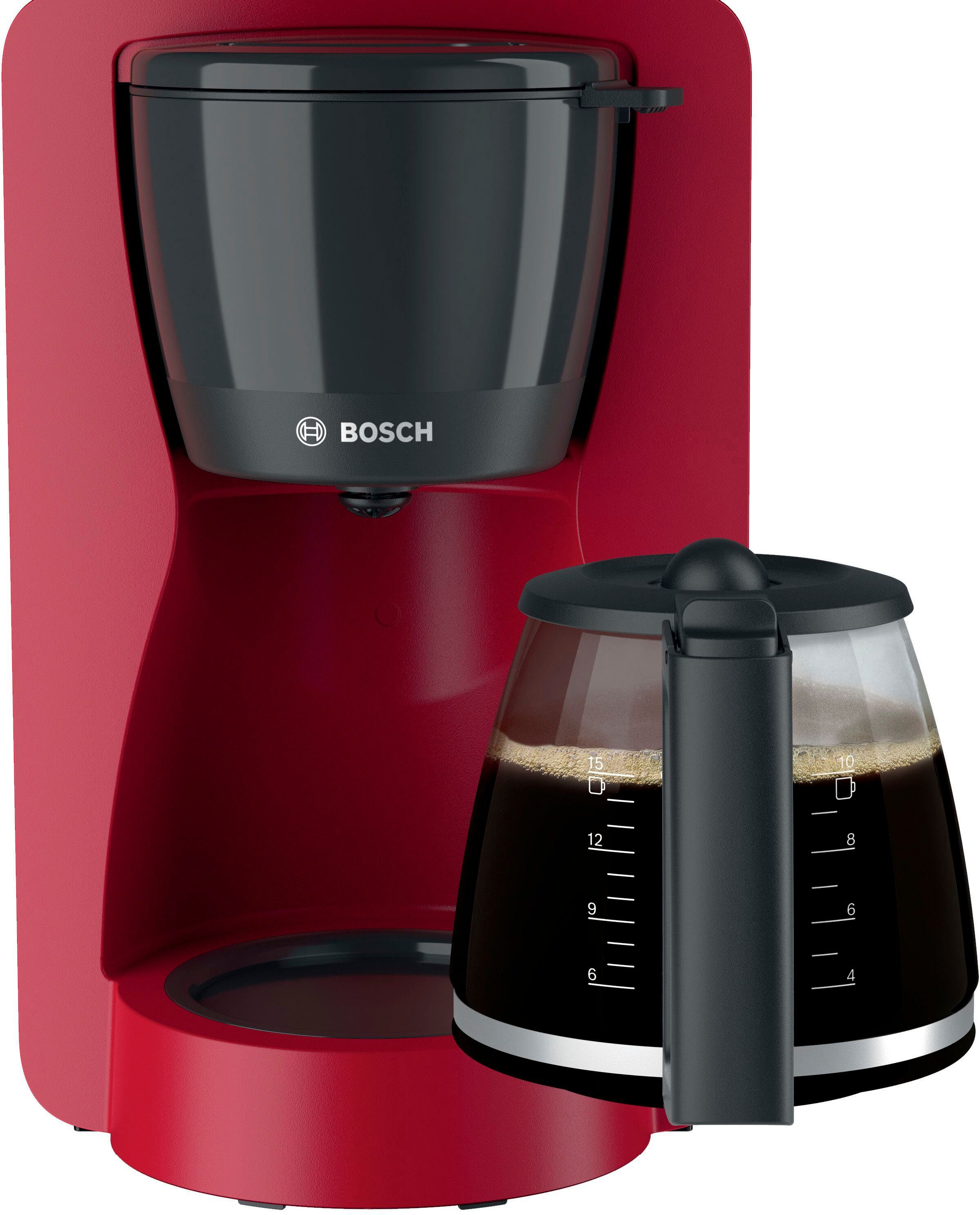 BOSCH Filterkaffeemaschine MyMoment TKA2M114, 1,25l Kaffeekanne, Papierfilter 1x4, für 10-15 Tassen, Glaskanne, 40min Warmhaltefunktion, 1200 W
