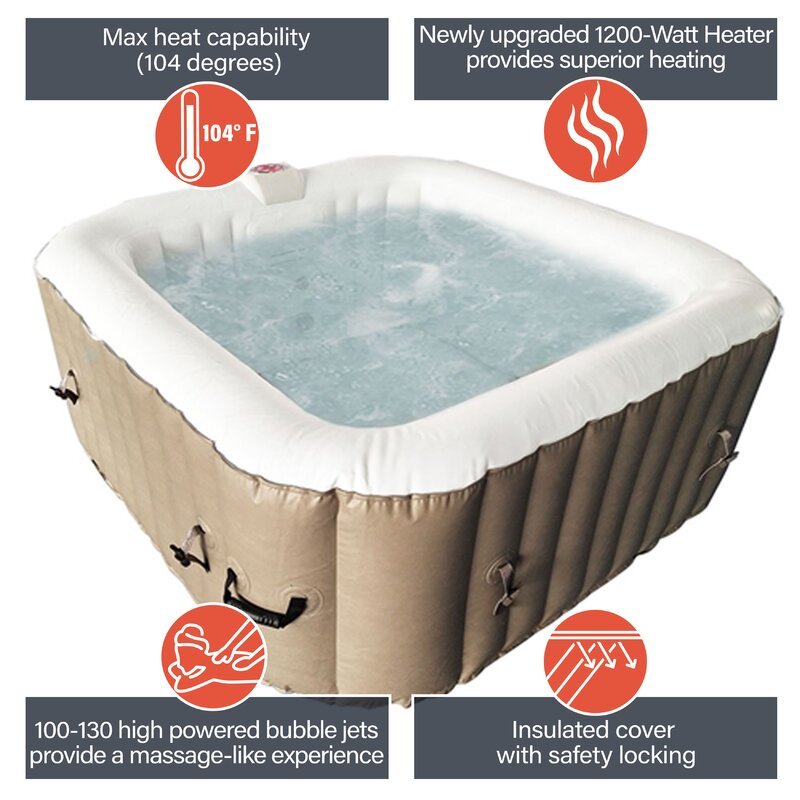 ALEKO Aleko 4 - Person 130 - Jet Square Inflatable Hot Tub