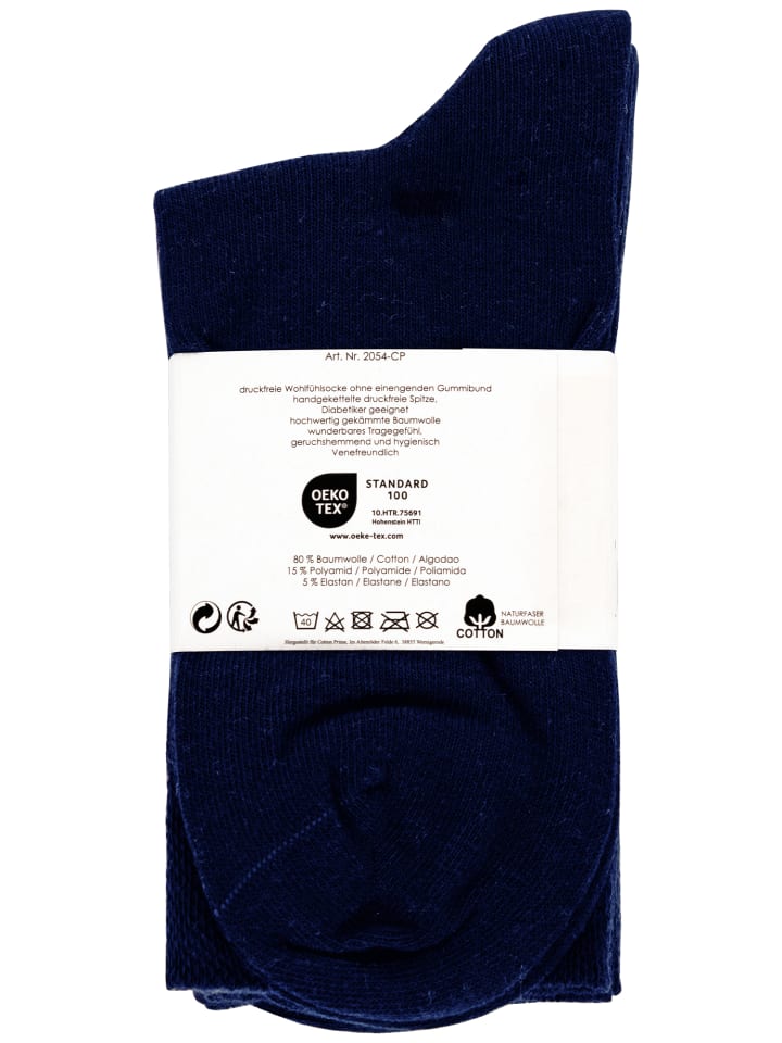 Cotton Prime® 10 Paar Komfortsocken ohne Bund Gesundheitssocken aus  Baumwolle in marineblau günstig kaufen